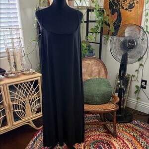 NWT Natori Shangri-La Black Tencel Slip Dress Nightgown